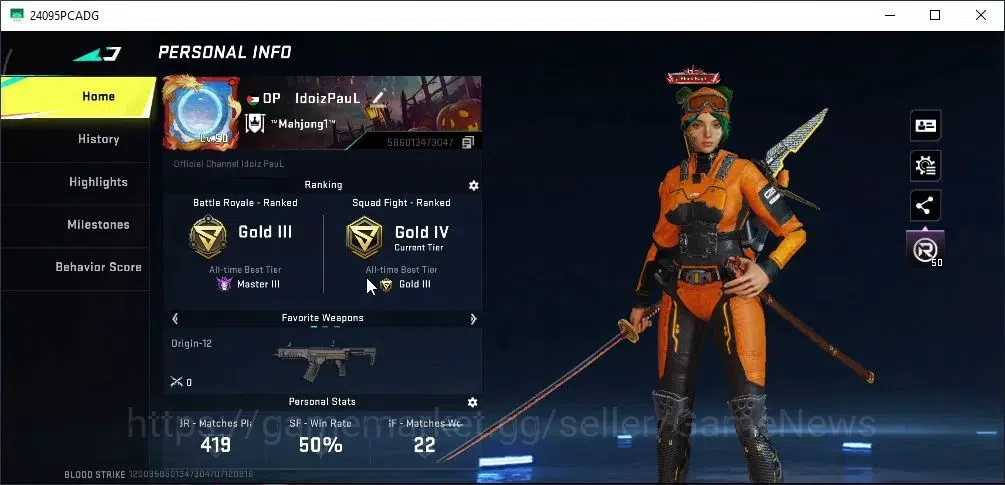 Blood Strike Accounts Collab Skin ASIA|Ultra [Origin-12 Thunder,URB Asura,INP-9 Molten]|Legend Melee [Katana Infernal]|16 2