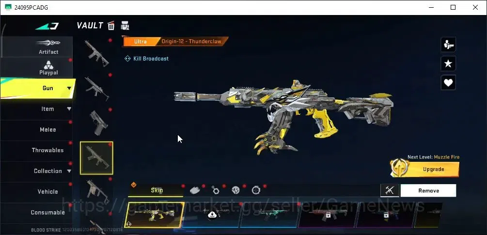 Blood Strike Accounts Collab Skin ASIA|Ultra [Origin-12 Thunder,URB Asura,INP-9 Molten]|Legend Melee [Katana Infernal]|16 5