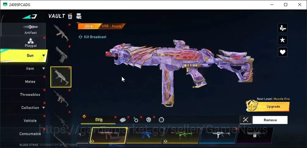 Blood Strike Accounts Collab Skin ASIA|Ultra [Origin-12 Thunder,URB Asura,INP-9 Molten]|Legend Melee [Katana Infernal]|16 6