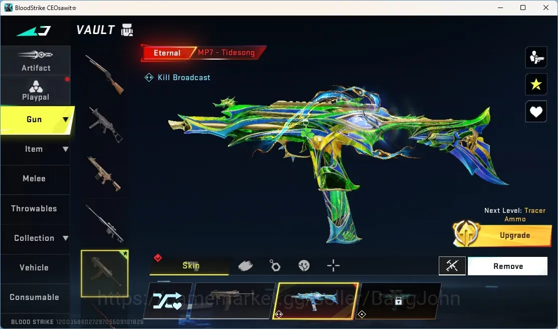 Blood Strike Accounts Rare Skin ASIA | 2 Eternal Gun:MP7-Tidesong,Desert Eagle-Scorpius|4 Collab Gun|1 Limited Gun|11 Ultra 1