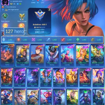 Mobile Legends: Bang Bang Accounts Others HERO 127 SKIN 190 | EMBLEM ALL MAX| COLECTOR NATALIA| VALE GARA| EPIC ROGER | EPIC