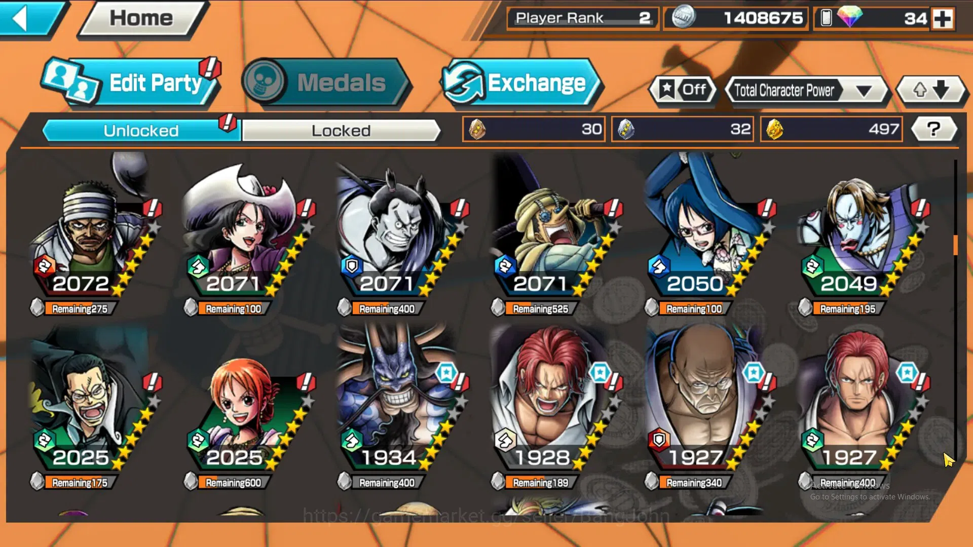 One Piece Bounty Rush Accounts GLOBAL|GF 497|4Ex|St Nusjuro,DD Shanks, FR Shanks, image 5