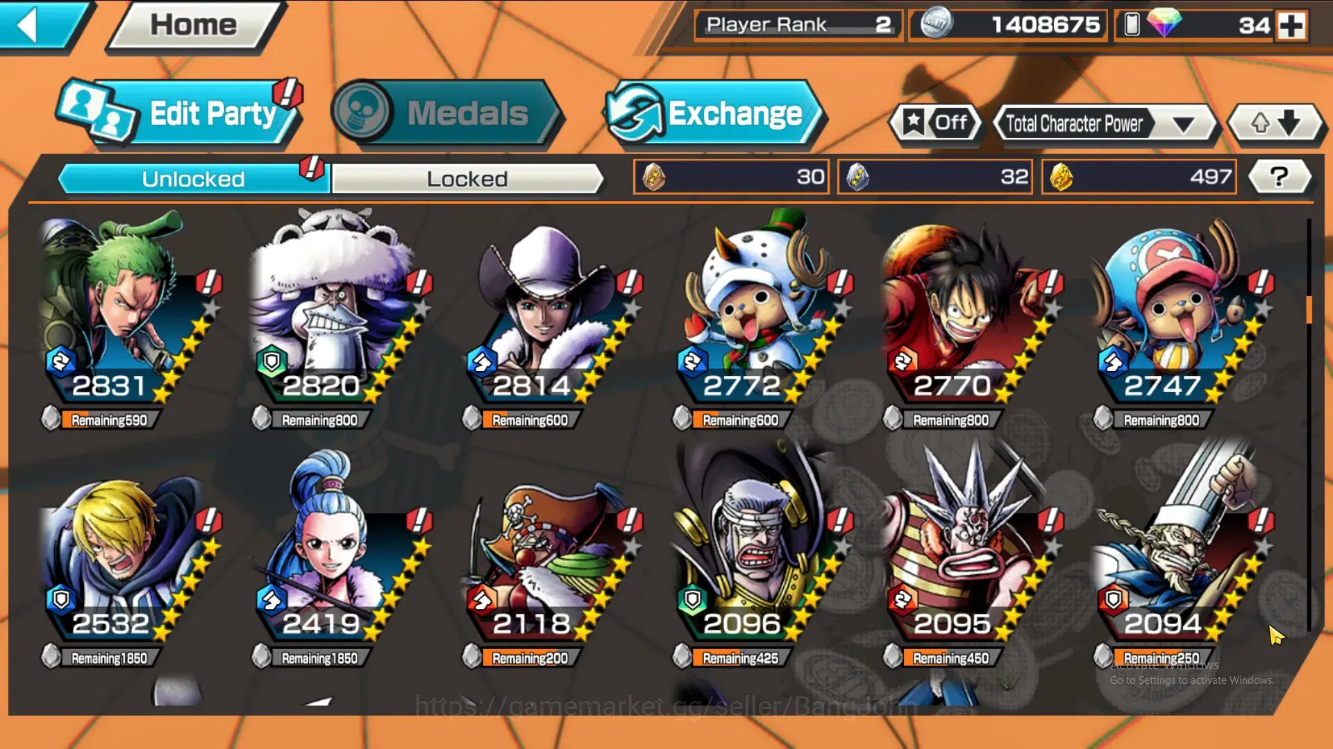 One Piece Bounty Rush Accounts GLOBAL|GF 497|4Ex|St Nusjuro,DD Shanks, FR Shanks, image 6
