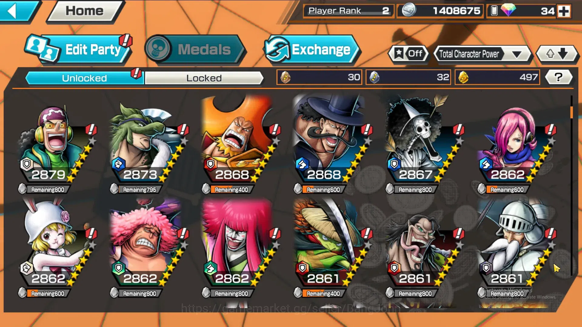 One Piece Bounty Rush Accounts GLOBAL|GF 497|4Ex|St Nusjuro,DD Shanks, FR Shanks, image 8