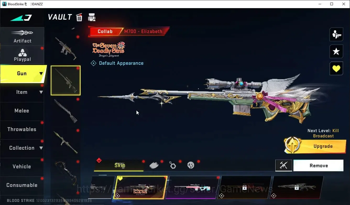 Blood Strike Accounts Collab Skin ASIA|ETERNAL DeAgle-Scorpion+Collab 7DS[M700-Elizabeth,AK47,KArl98,QBZ95],EVA-MCX,Anniv 10