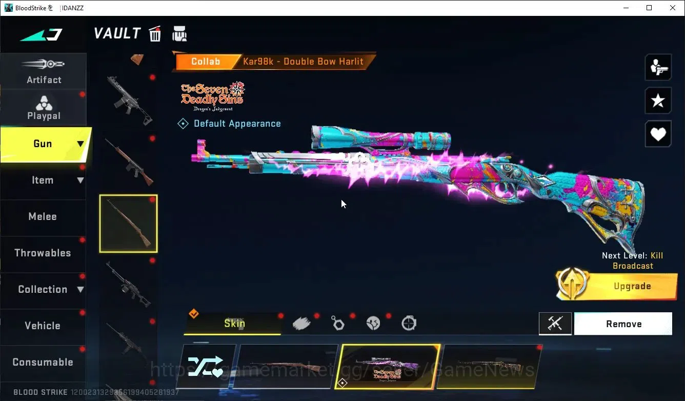 Blood Strike Accounts Collab Skin ASIA|ETERNAL DeAgle-Scorpion+Collab 7DS[M700-Elizabeth,AK47,KArl98,QBZ95],EVA-MCX,Anniv 11