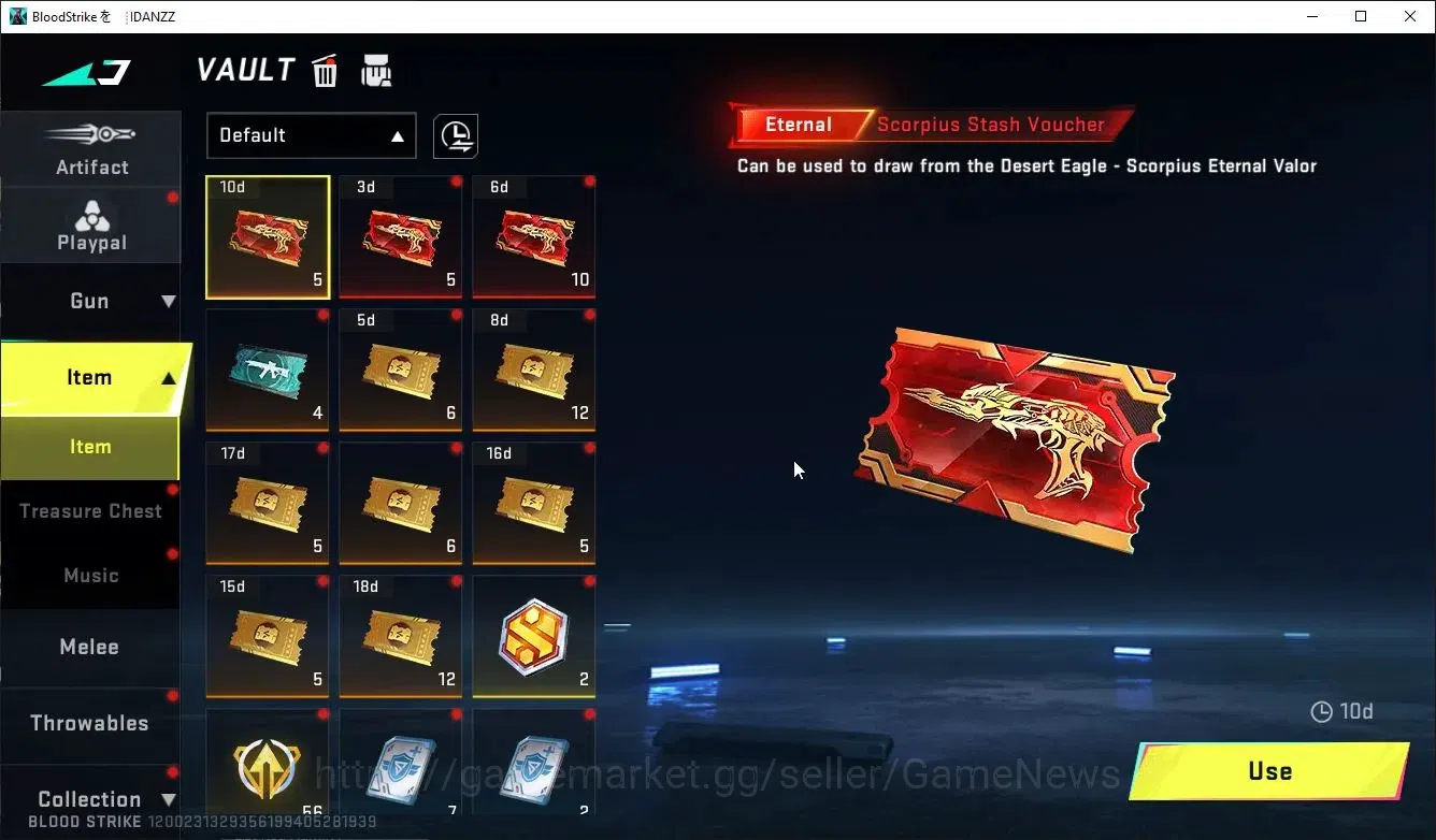 Blood Strike Accounts Collab Skin ASIA|ETERNAL DeAgle-Scorpion+Collab 7DS[M700-Elizabeth,AK47,KArl98,QBZ95],EVA-MCX,Anniv 18