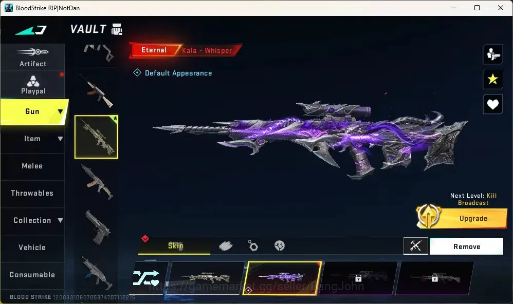Blood Strike Accounts Others ASIA | 1 ETERNAL: Kala - Whisper |10 Upgrade Point Eternal|Epic Execution - Neck Snap|Check SS 2
