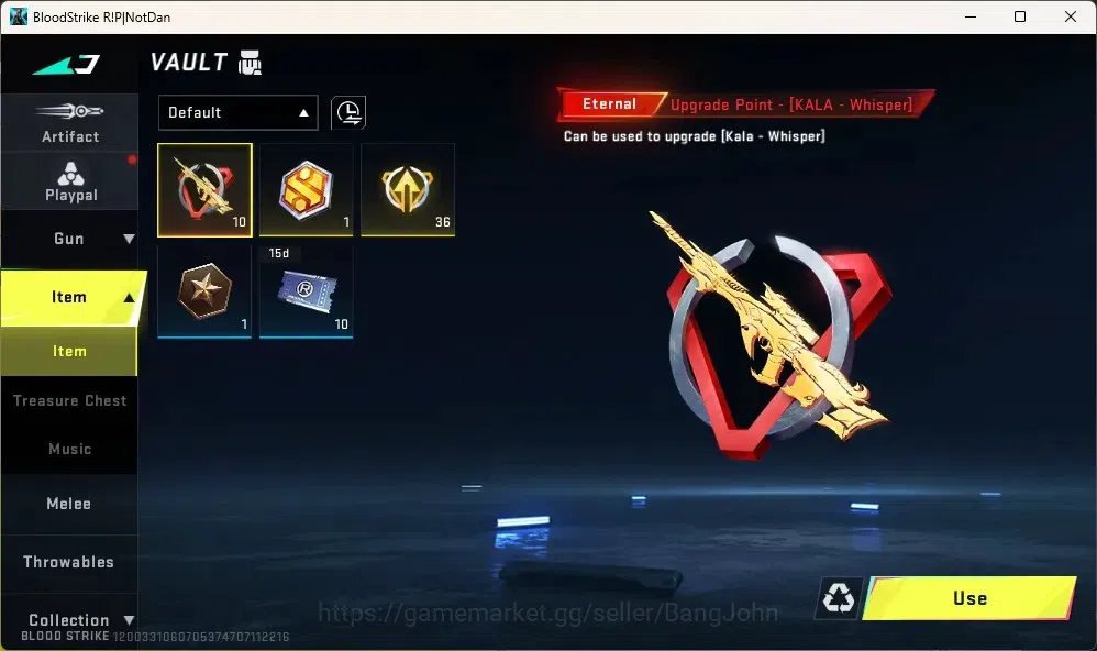 Blood Strike Accounts Others ASIA | 1 ETERNAL: Kala - Whisper |10 Upgrade Point Eternal|Epic Execution - Neck Snap|Check SS 3