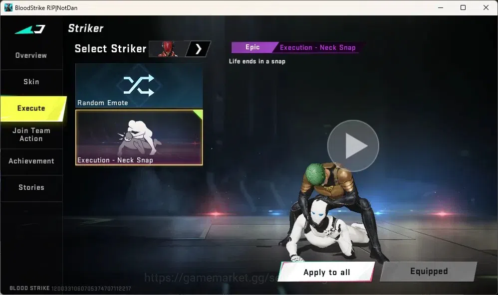 Blood Strike Accounts Others ASIA | 1 ETERNAL: Kala - Whisper |10 Upgrade Point Eternal|Epic Execution - Neck Snap|Check SS 5