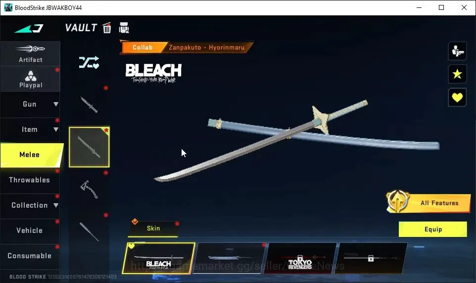 Blood Strike Accounts ASIA|Collab BLEACH[Toshrio,Melee Zanpakuto,Uzi-Zan image 5