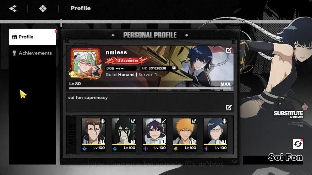BLEACH: Soul Resonance Accounts Nuverse SEA END Lv 80|20 SSR|19 Sign|[Ichig DZB2,Mayuri,BambiB1,UlquiB1,Soif,Ichig IHB1,Uryu 1