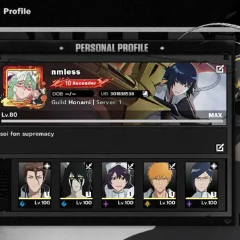 BLEACH: Soul Resonance Accounts Nuverse SEA END Lv 80|20 SSR|19 Sign|[Ichig DZB2,Mayuri,BambiB1,UlquiB1,Soif,Ichig IHB1,Uryu