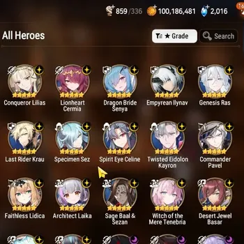 Epic Seven Accounts High-End GLOBAL UnVerif|6,8K GI+62% HeroJur+29 ML(Rhiana&L,Salome,WOTM Tnebria,Etc)+UP Politis,11 LMT