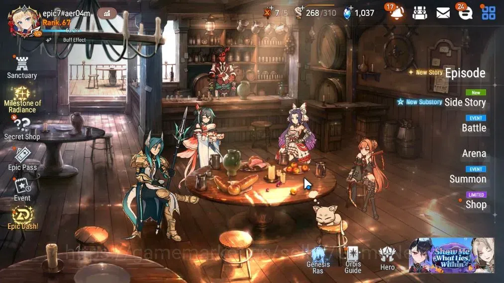 Epic Seven Accounts Mid-Tier ASIA UnVerif|NewEra| 14 ML (LC Bellona,RueleofLight,etc)+AB Fumyr,Estelle,A 1