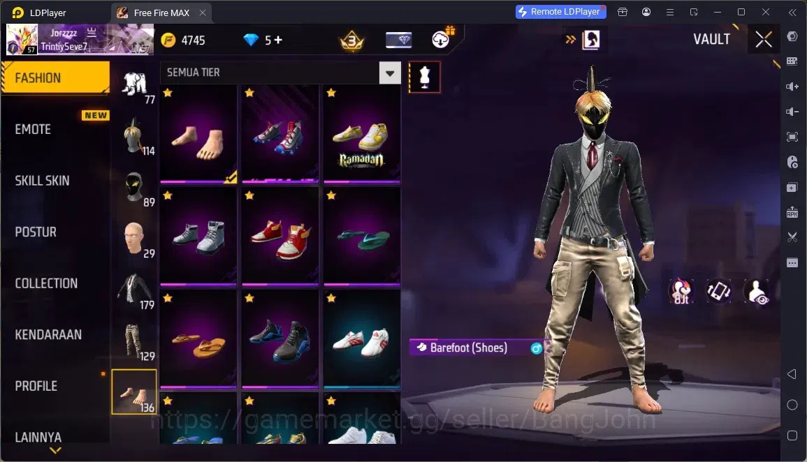 Free Fire Accounts Indonesia |4 Skins M1887:Emerald Power,Mamba Gnaw,2 More|Bunny Backpack|Naruto Bundle:Madara|Weapon Skin 12