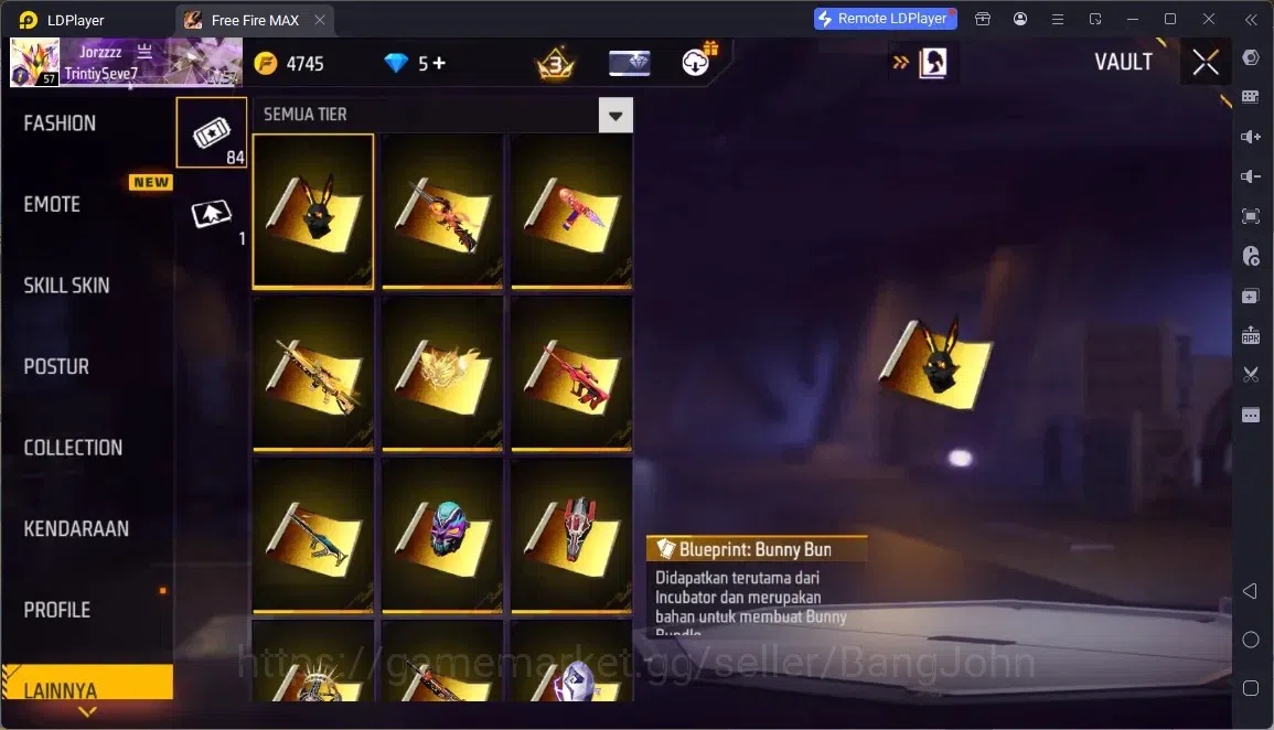 Free Fire Accounts Indonesia |4 Skins M1887:Emerald Power,Mamba Gnaw,2 More|Bunny Backpack|Naruto Bundle:Madara|Weapon Skin 14
