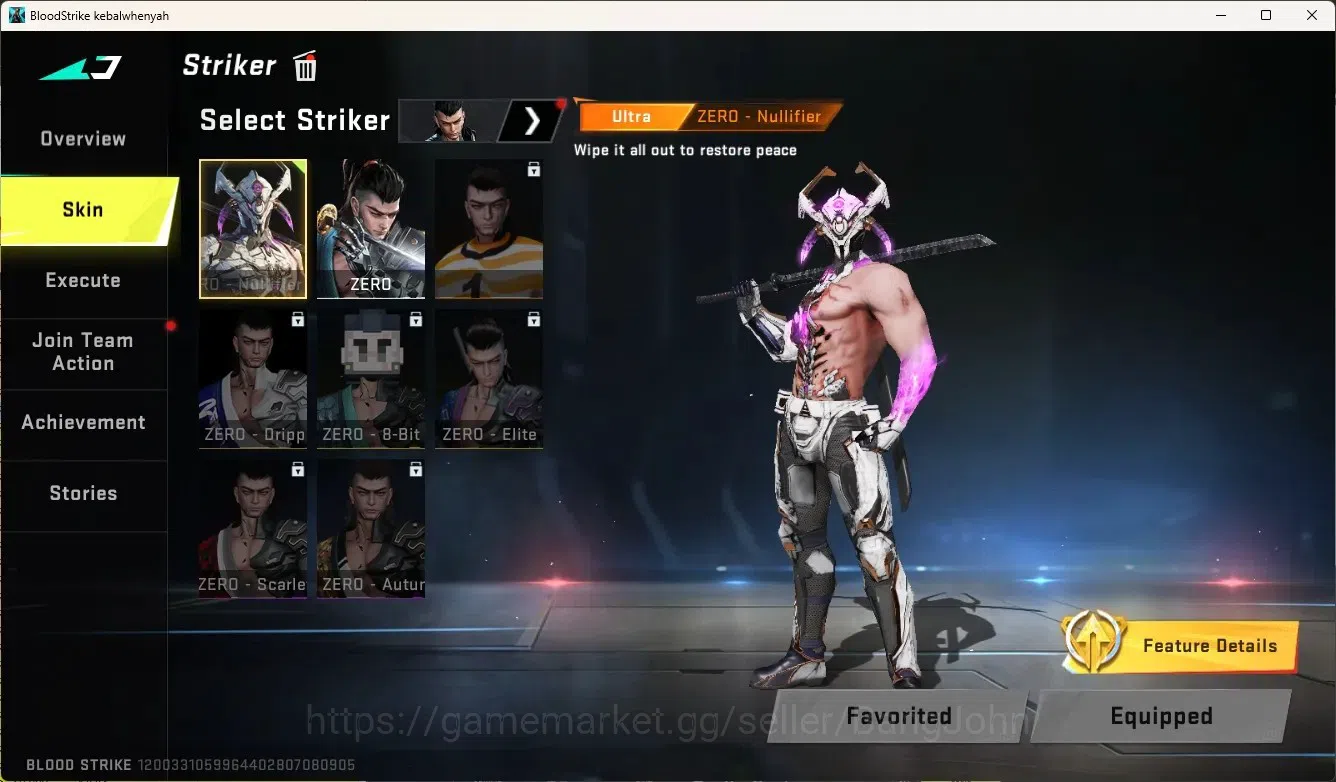 Blood Strike Accounts Others ASIA | Ultra Striker Zero - Nullifier|2 Legendary Gun|1 Name-Changing Card|Check SS BS1970B 6
