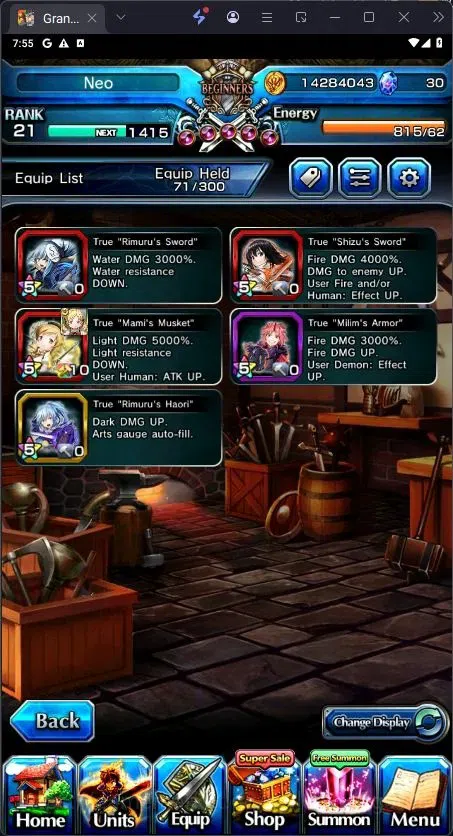 Grand Summoners Accounts End-Game Global | Rank 21 | Mami Tomoe , Demon Lord Vox , Shizu , War Hero Fen TW | 5 Ascend 6
