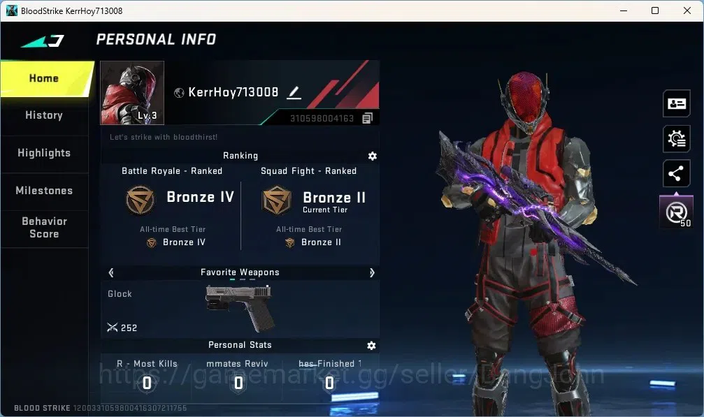 Blood Strike Accounts Others ASIA | 1 Etrnal: Kala-Whisper|2 Legendary Guns|1 Epic Name Changing Card|165 Eternal Upgrade 1