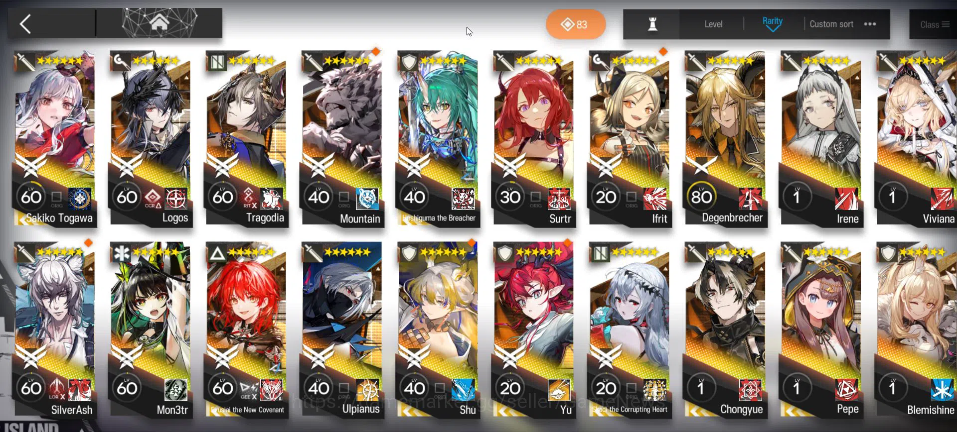 Arknights Accounts Mid-Tier Lv 73|168 OP+4 Skin|8 Limited+16 (6*OP)+18k Oru+167 4