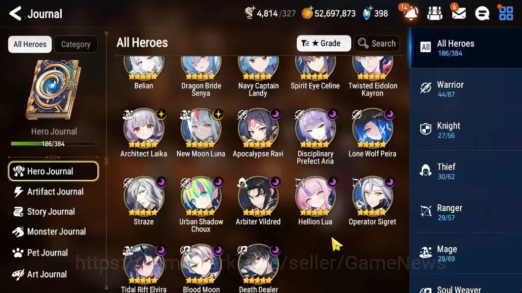 Epic Seven Accounts High-End GLOBAL UnVerif|18 ML(TidalR Elvira,Belian,NM Luna,etc)+AUBE,Ab Fumyr,Rinak,etc|Poh ON|4K 1