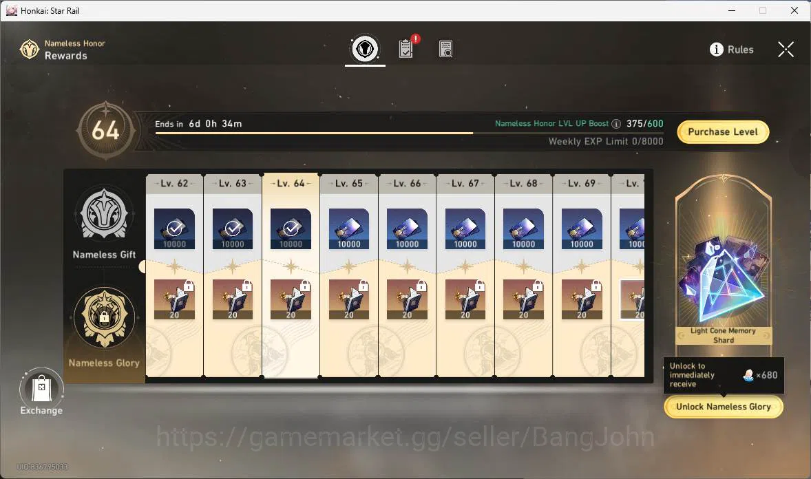 Honkai Star Rail Accounts Others ASIA|TL 68|13 Limit|PremTeam 2