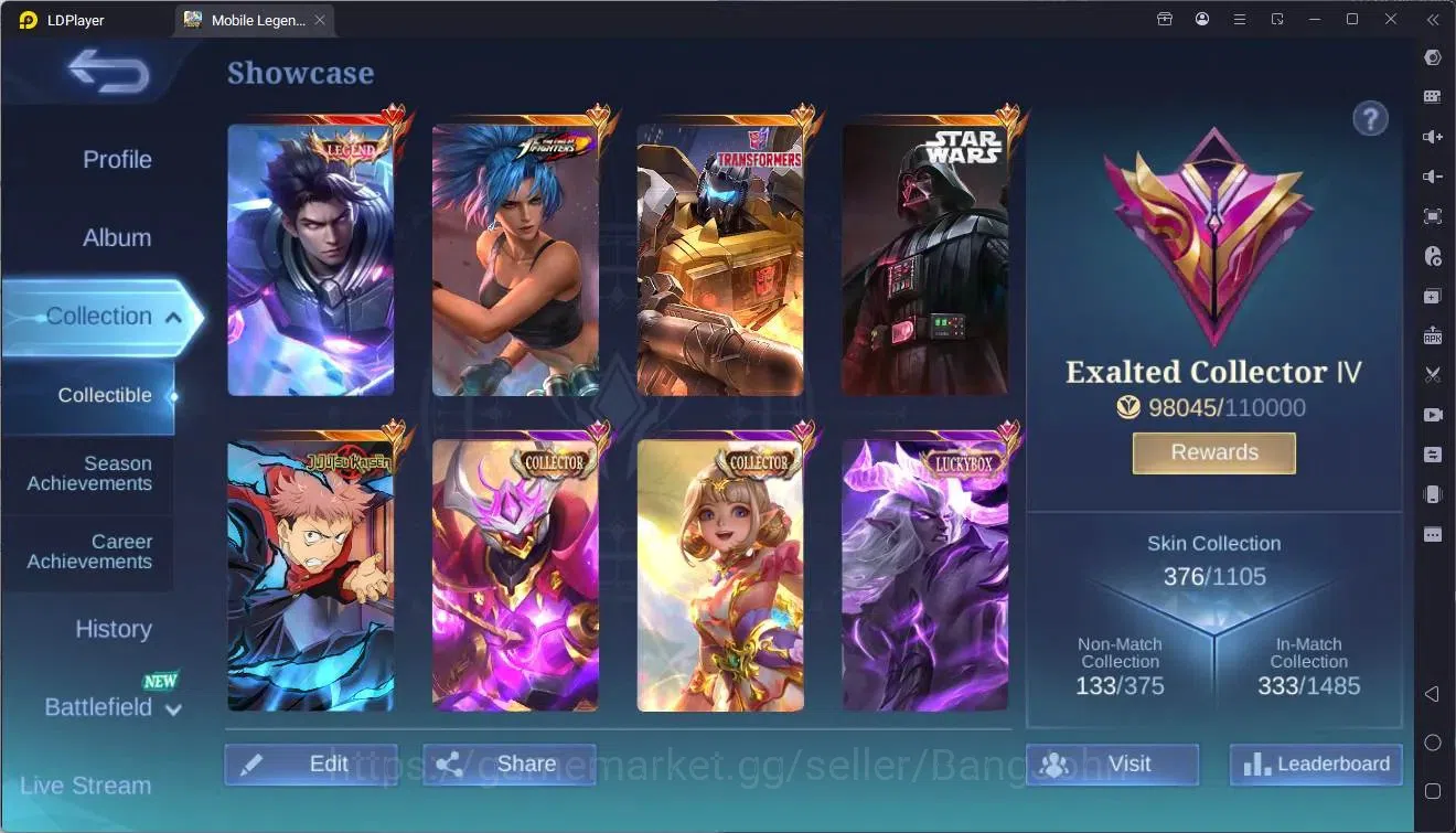 Mobile Legends: Bang Bang Accounts Global|Hero 132|Skin 376|Exalted|Legend Alu|STARWA image 18