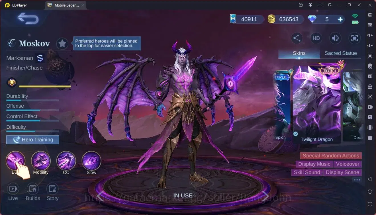 Mobile Legends: Bang Bang Accounts Global|Hero 132|Skin 376|Exalted|Legend Alu|STARWA image 2