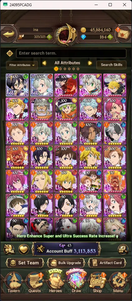 The Seven Deadly Sins: Grand Cross Accounts Others Asia | 3,113M CC | 2 LR Elizabeth , Merlin | 9 UR  Merlin & Escanor 5