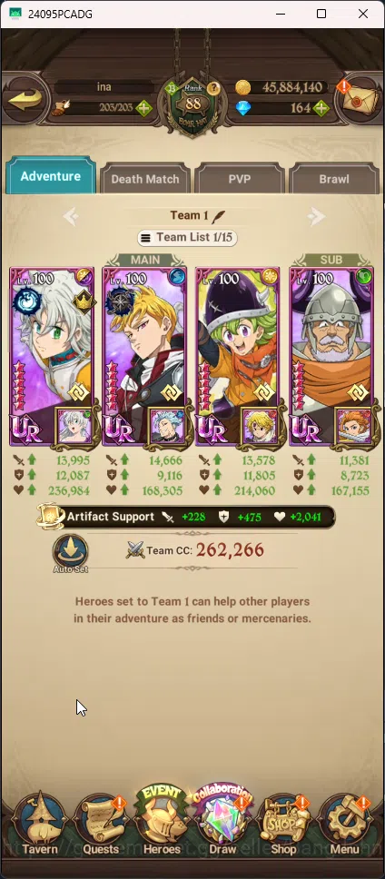 The Seven Deadly Sins: Grand Cross Accounts Others Asia | 3,113M CC | 2 LR Elizabeth , Merlin | 9 UR  Merlin & Escanor 6