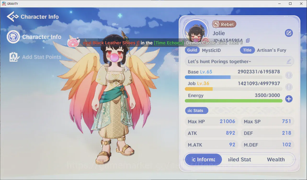 Ragnarok: The New World Accounts Sv Eddga | Unverif Email | Lv.65 Rebel,WellBuild,2 SSR Pet,6k Zeny+441K BoundZeny,Low 1
