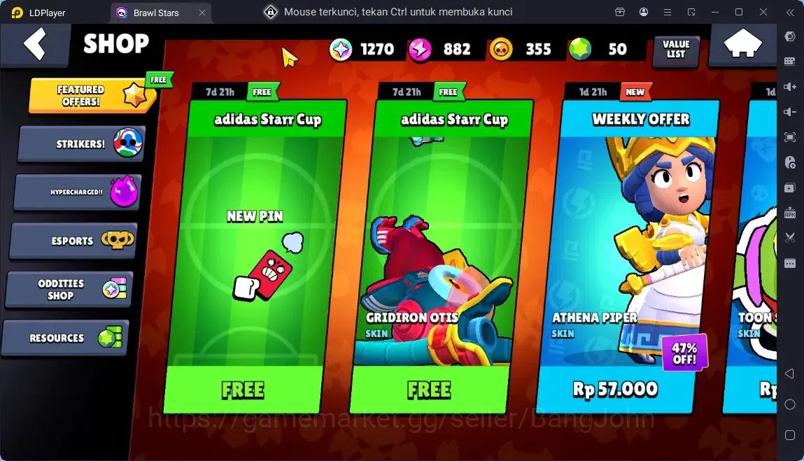 Brawl Stars Accounts Global |11 Brawler|2 Max hypercharge(Edgar,Maisie)|1270 Bling|50 Gems|1 Rare,4 Epic Skins| ProtectOff 4