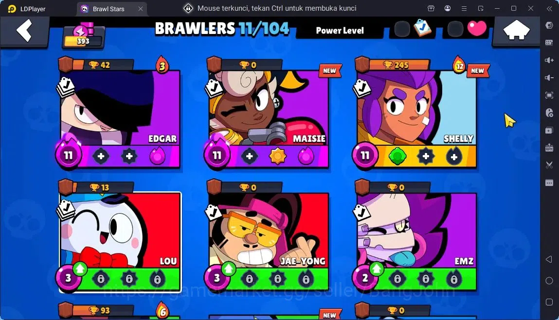 Brawl Stars Accounts Global |11 Brawler|2 Max hypercharge(Edgar,Maisie)|1270 Bling|50 Gems|1 Rare,4 Epic Skins| ProtectOff 5