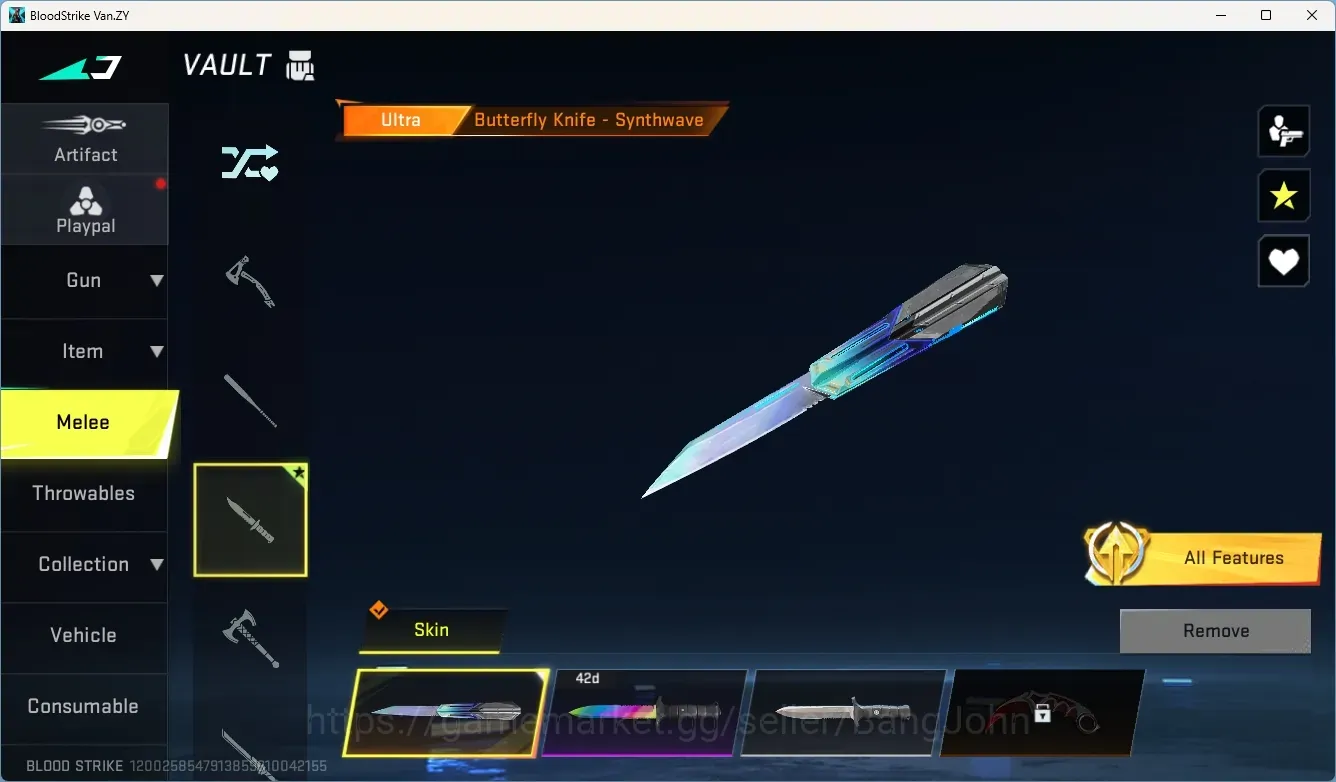 Blood Strike Accounts Rare Skin ASIA | 2 Eternal Gun: QBZ95-Whisper Lv.2,MP7-Tidesong Lv.3|Ultra Melee Butterfly 1