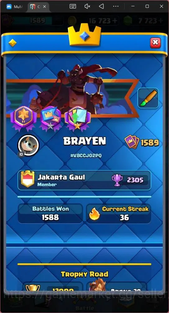 Clash Royale Accounts Mobile | CL 1589 | KTL 15 | Trophy 12000 | Card 12 image 3