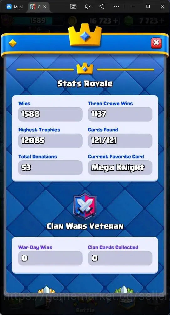 Clash Royale Accounts Mobile | CL 1589 | KTL 15 | Trophy 12000 | Card 12 image 5