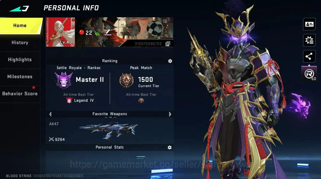 Blood Strike Accounts ASIA|ETERNAL[ZERO-Odashadow,AK47-Overload Lv3,DEag image 2