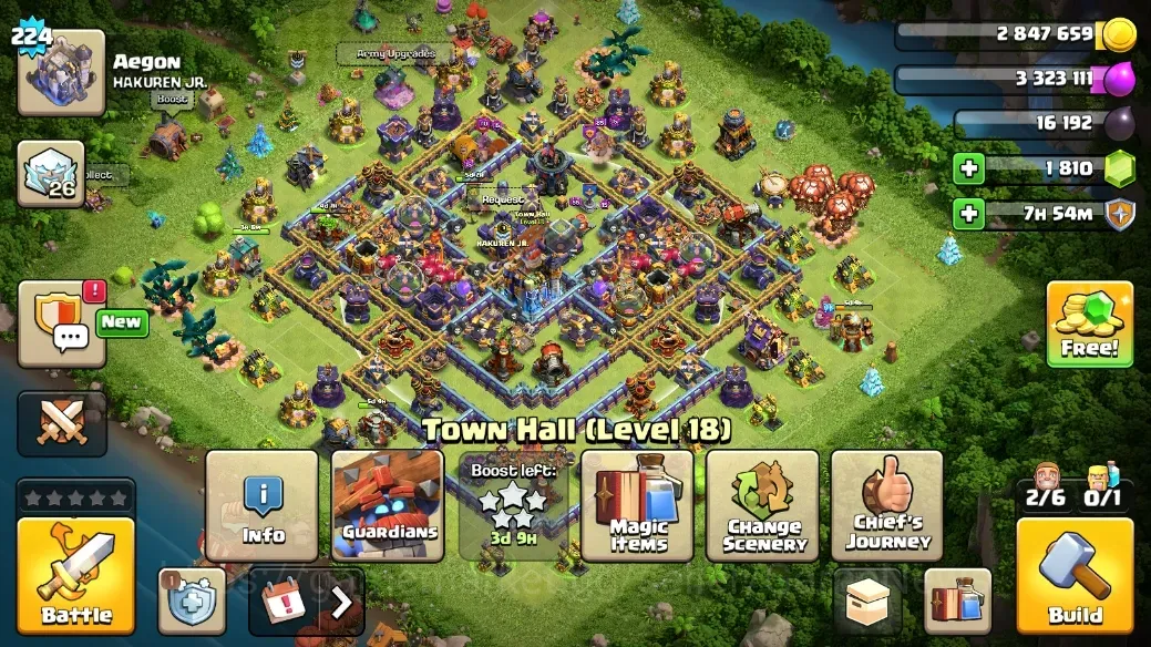 Clash of Clans Accounts High-End LV 224|TH 18-BH 9|HH 10|Limited Skin|BK 88,AQ 88,GW 65,MP 62,RC 35,DD 13|BM 30,BC 30|Free 1