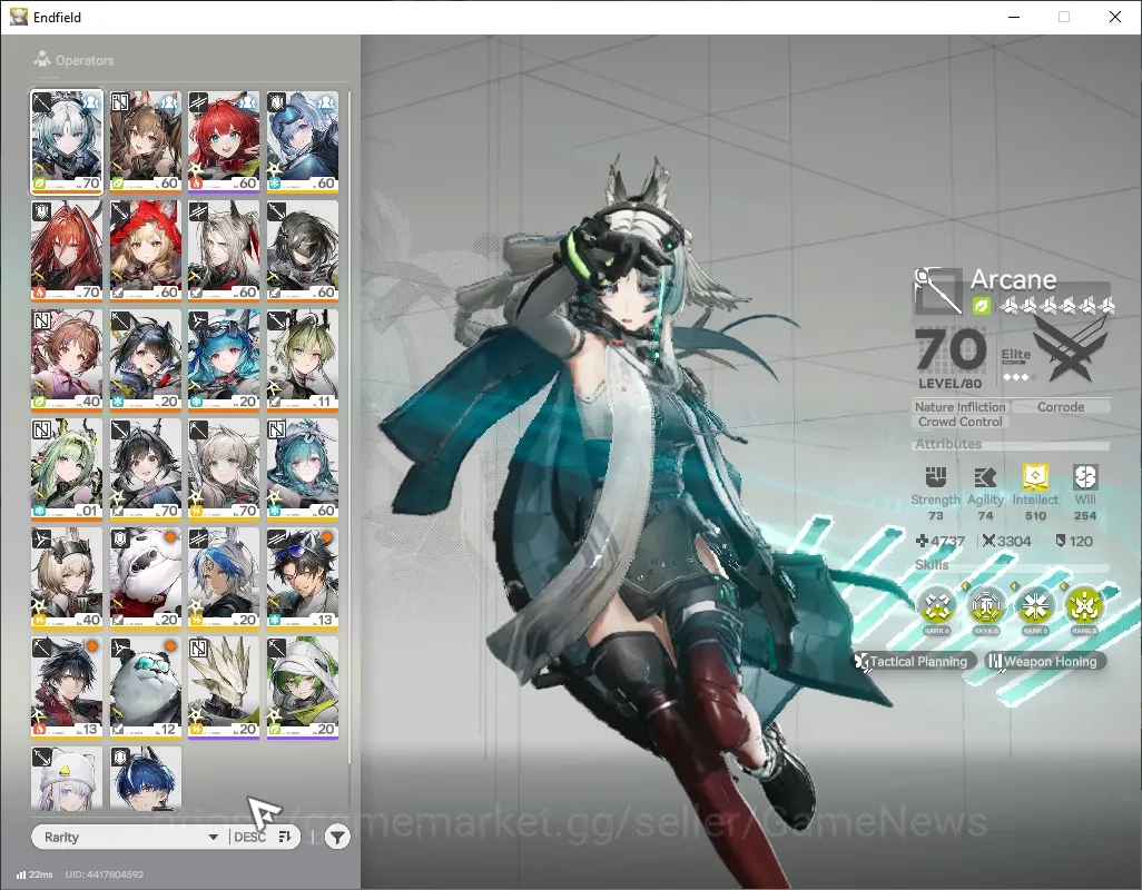 Arknights: Endfield Accounts ASIA|Lv 54|10 SSR 5 Limited + 12 (*6Weapon)|(Arcane,Gilberta)+Sign,Rossi,Tangtang,Si|2 Wp 1
