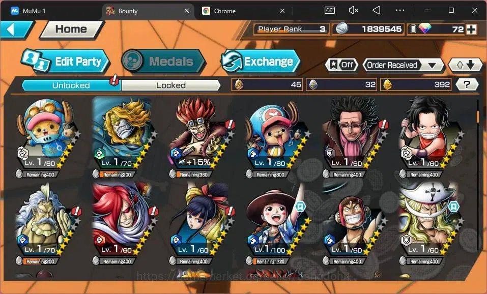 One Piece Bounty Rush Accounts Global | 4 EX | PR 3| Yamato,Kaido Lv.80/80,Edward image 4