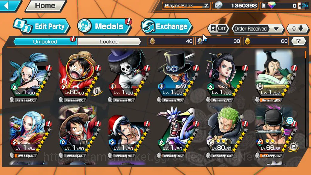 One Piece Bounty Rush Accounts Starter Global|5 EX|T5E ST.Jaygarcia,KING D.Roger,TFE Marshall D.Teach,RO Roronoa 5