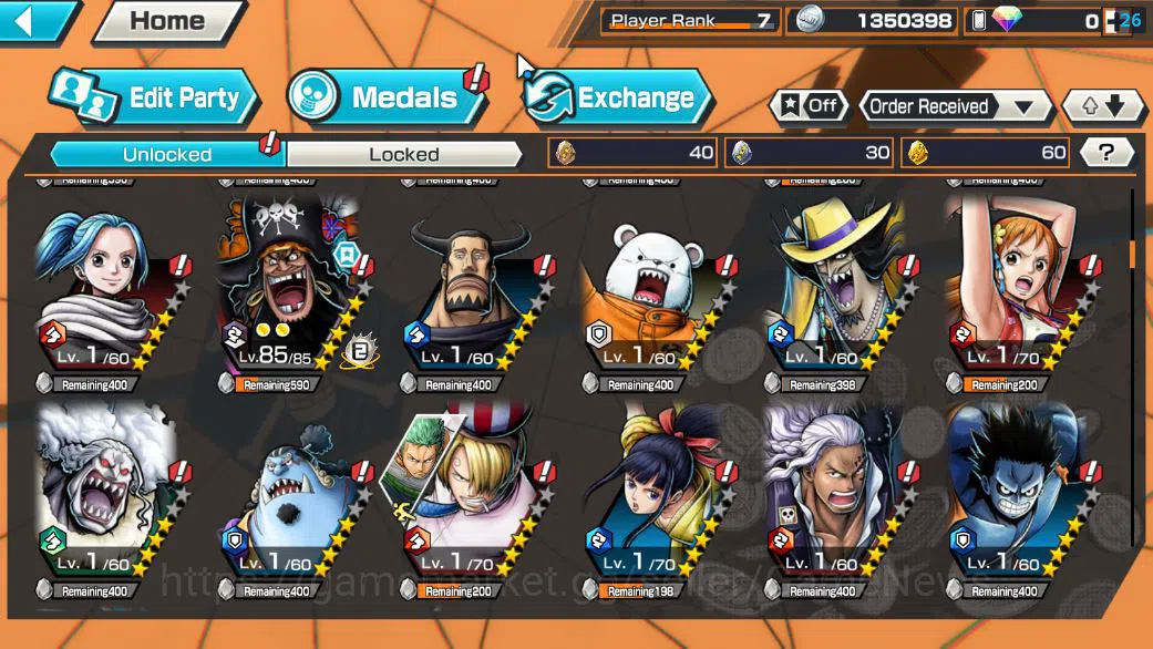 One Piece Bounty Rush Accounts Starter Global|5 EX|T5E ST.Jaygarcia,KING D.Roger,TFE Marshall D.Teach,RO Roronoa 7
