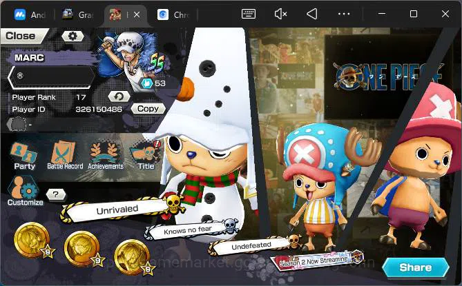 One Piece Bounty Rush Accounts Others GLOBAL| EX 2| PR 17| WI Trafalgal Law, GP Gol D.Roger |More Detail Check SS|OPBR273B 2