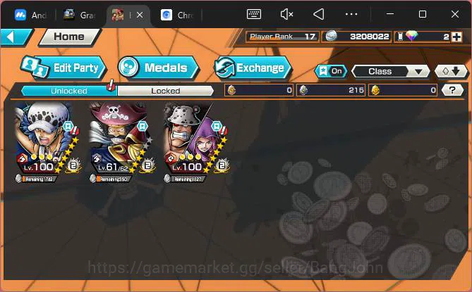 One Piece Bounty Rush Accounts Others GLOBAL| EX 2| PR 17| WI Trafalgal Law, GP Gol D.Roger |More Detail Check SS|OPBR273B 6