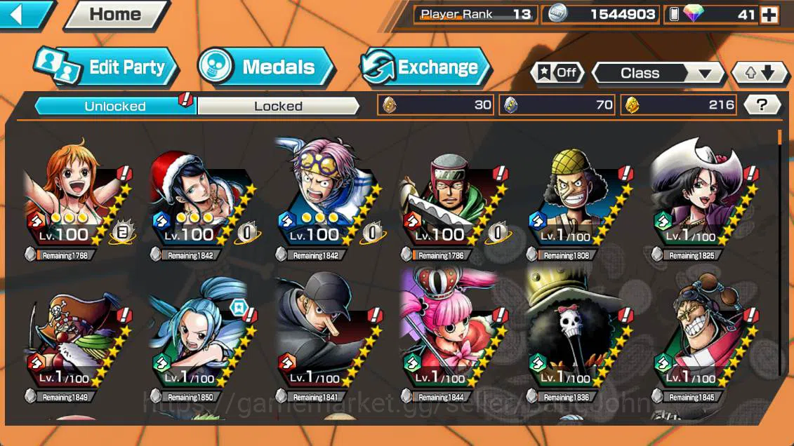 One Piece Bounty Rush Accounts Others GLOBAL | EX4| borsalino, st ethanbaron, BP kuzan, GP newgate, more detasil check SS 4
