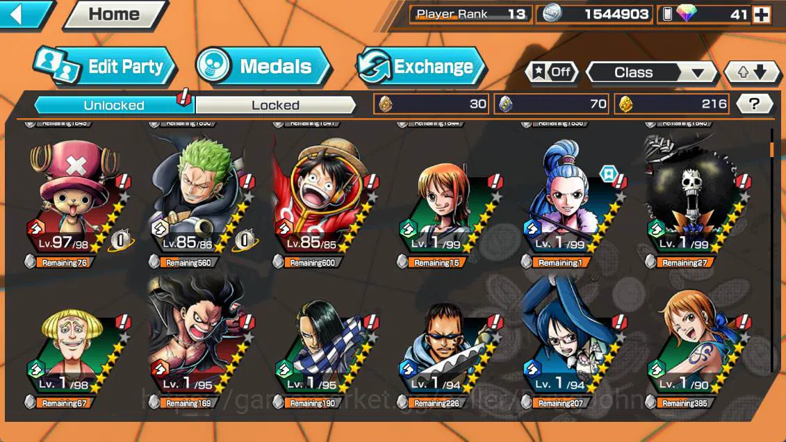 One Piece Bounty Rush Accounts Others GLOBAL | EX4| borsalino, st ethanbaron, BP kuzan, GP newgate, more detasil check SS 5