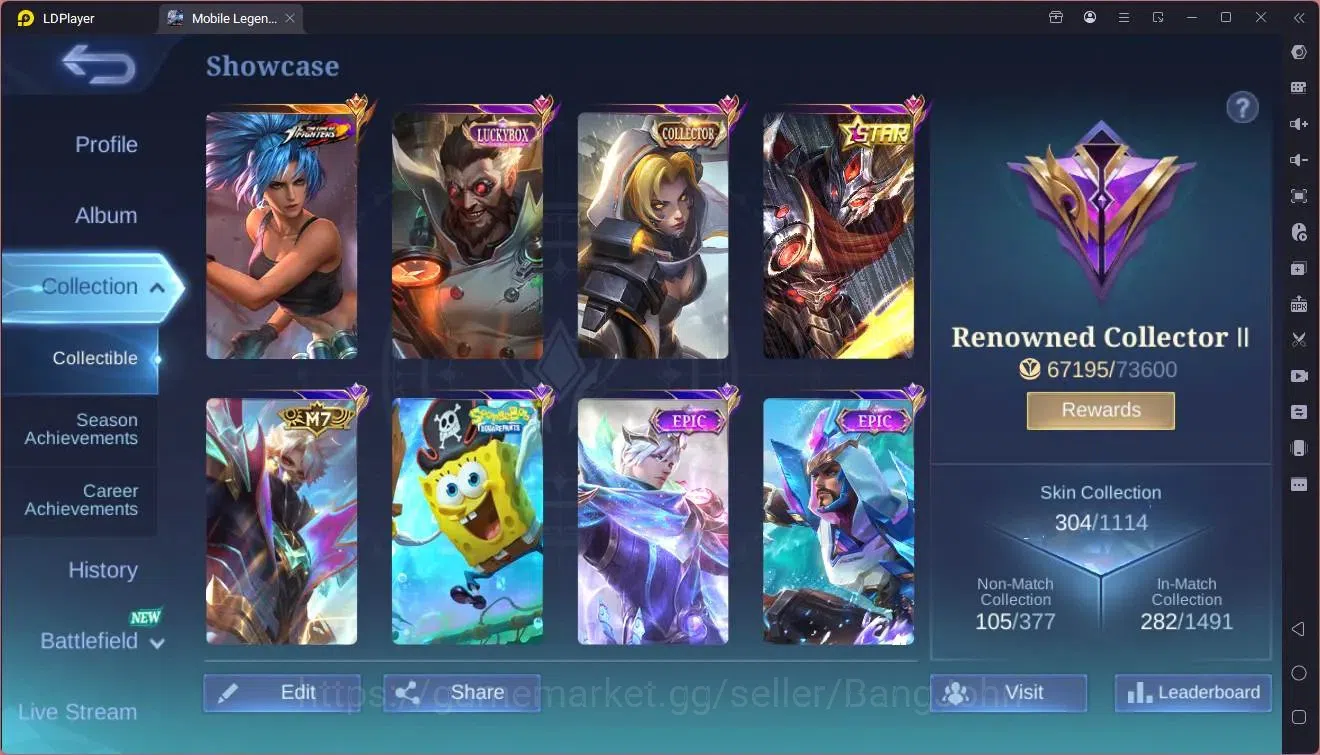 Mobile Legends: Bang Bang Accounts Global |Hero 133|Skin 304|Renowned|KOF Karina|Luck image 2