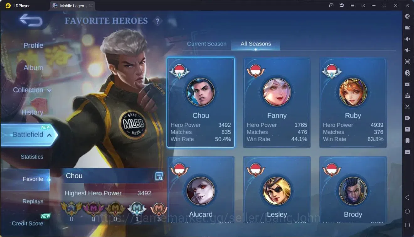 Mobile Legends: Bang Bang Accounts Global |Hero 133|Skin 304|Renowned|KOF Karina|Luck image 4