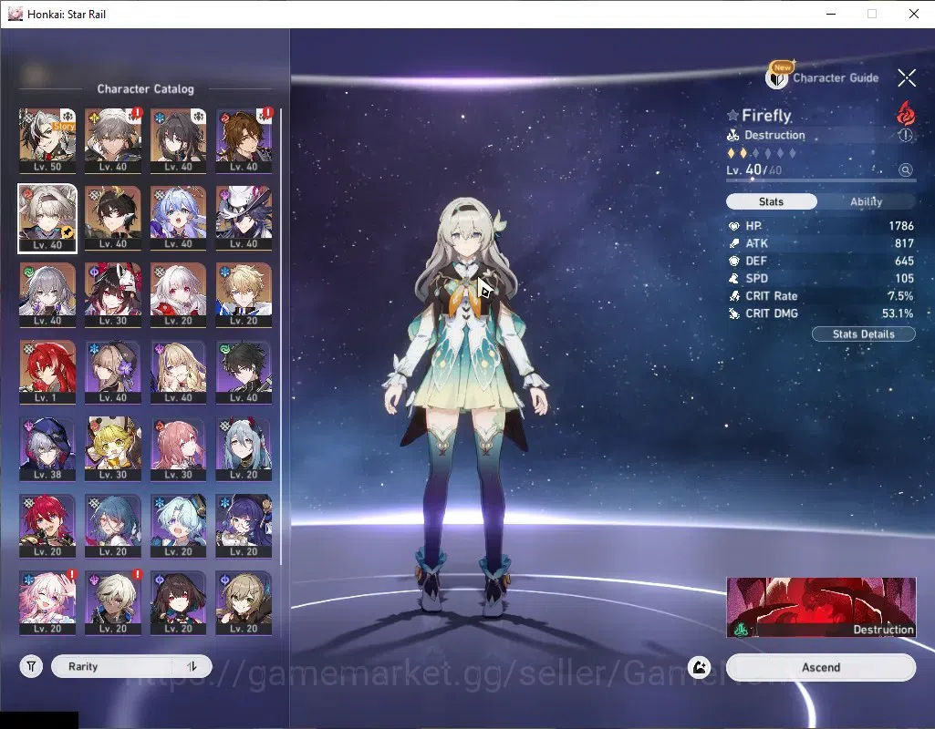 Honkai Star Rail Accounts Others Asia|TL 37|7 Limited|Firefly,Ashveil,Sparkle,Robin,Argenti,Ruan Mei,Dante|Male MC|Take 4